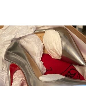 Christian Louboutin Silver Pointed Heels